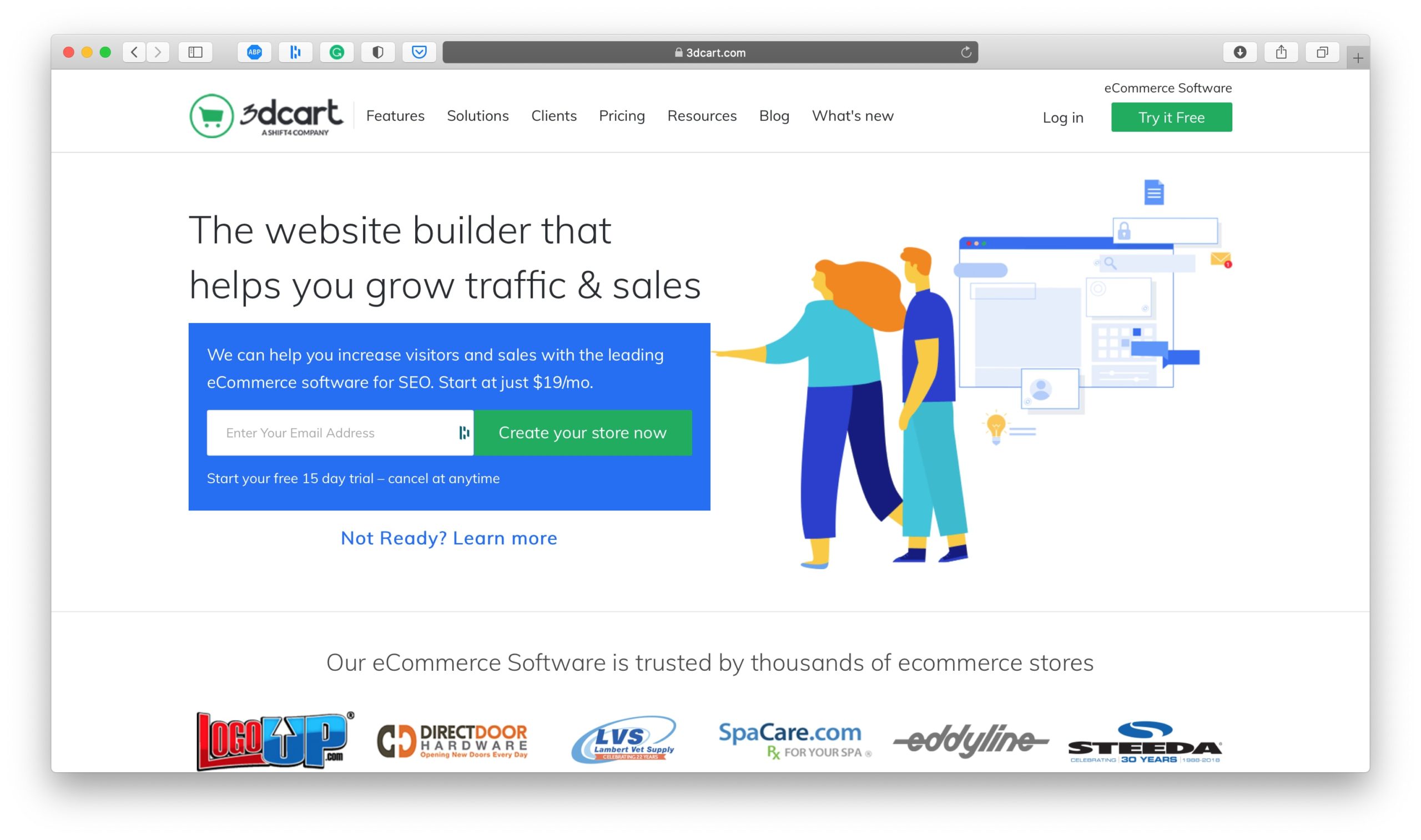 3Dcart Ecommerce Platform Homepage