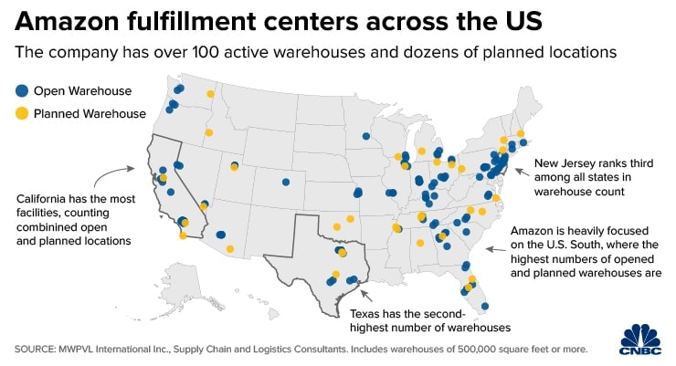 Amazon Fulfillment Warehouse Locations