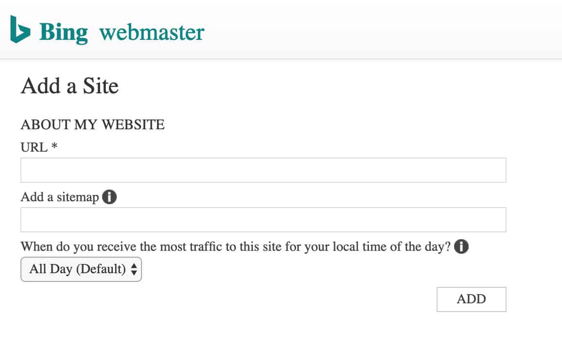 Bing Webmaster Site Setup