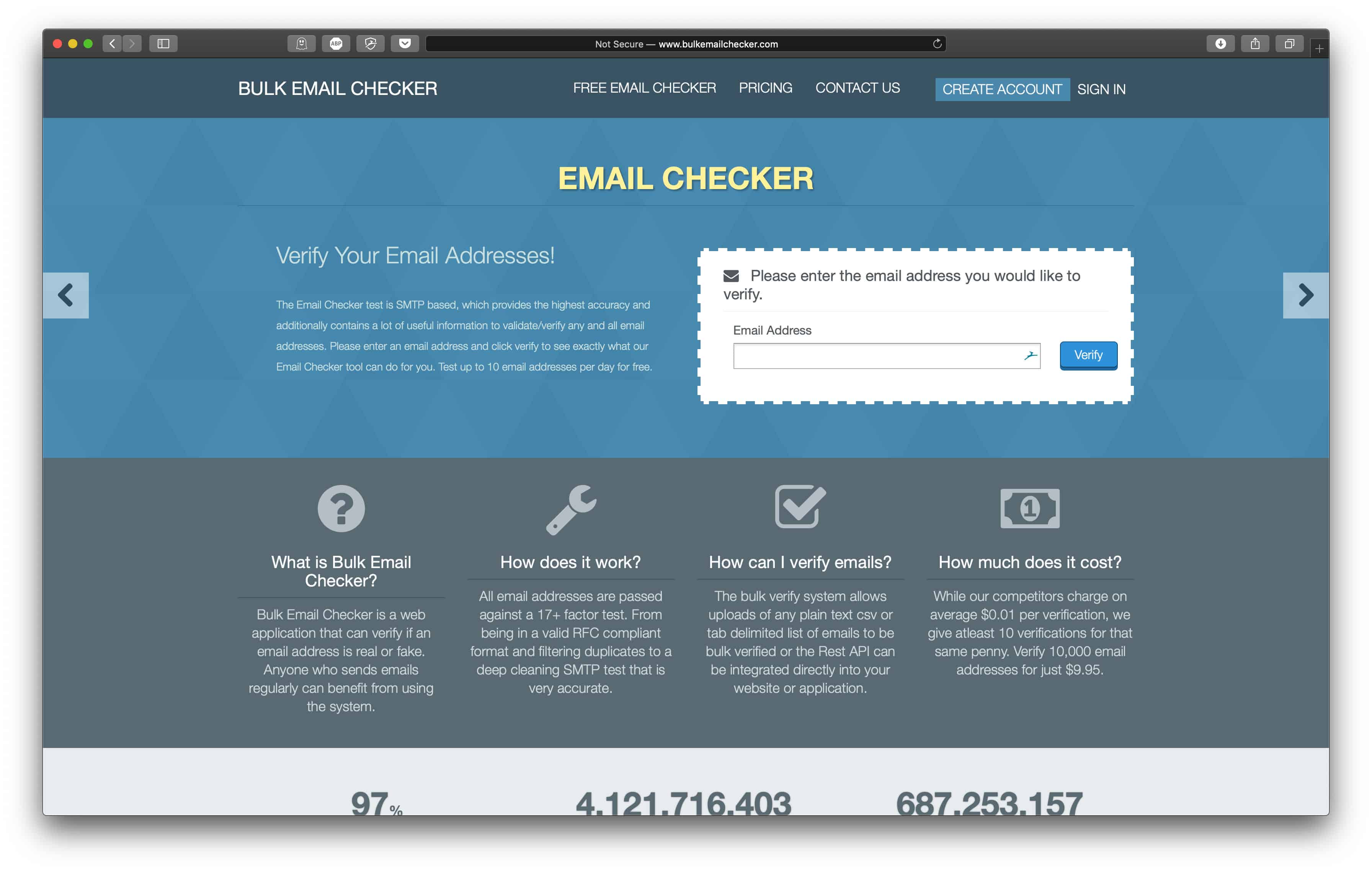 Bulk Email Checker Homepage