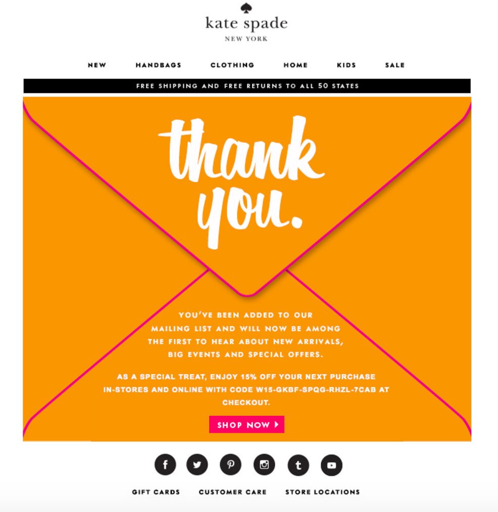 Ecommerce Store Welcome Email Example