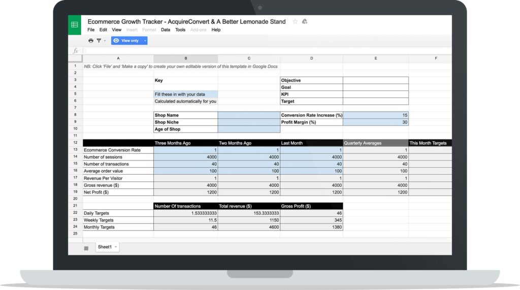 Growth Tracker Spreadsheet