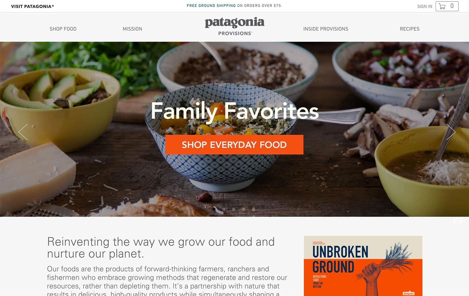 Patagonia Provisions Ecommerce Website Design