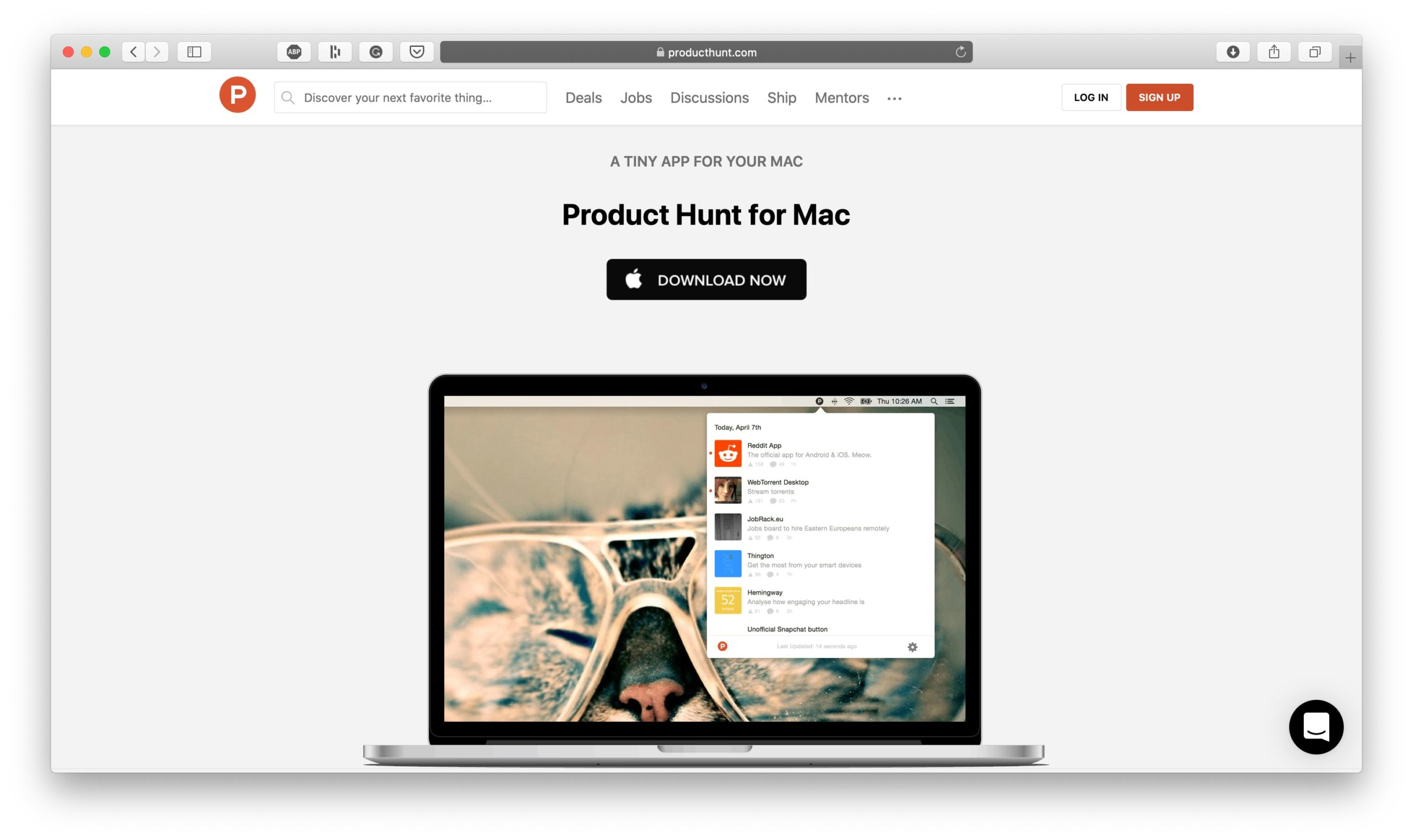 Product Hunt for Mac Productivity App