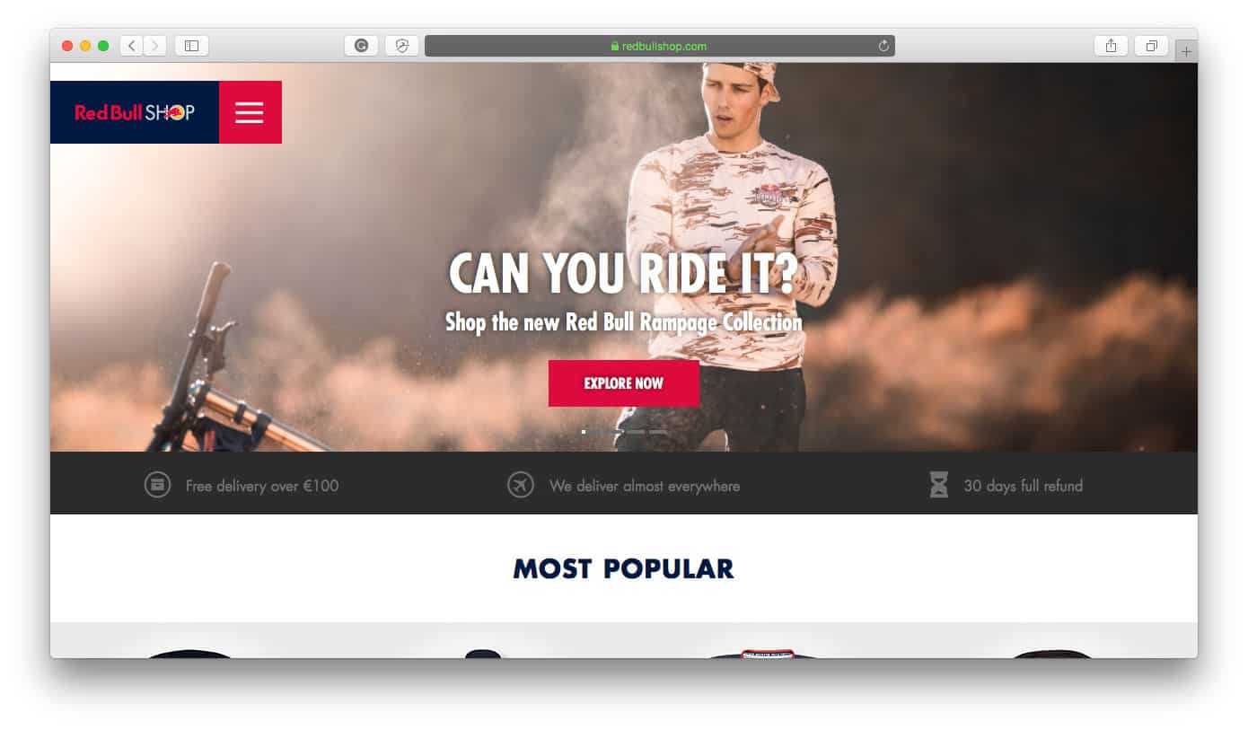 RedBull Best Shopify Stores