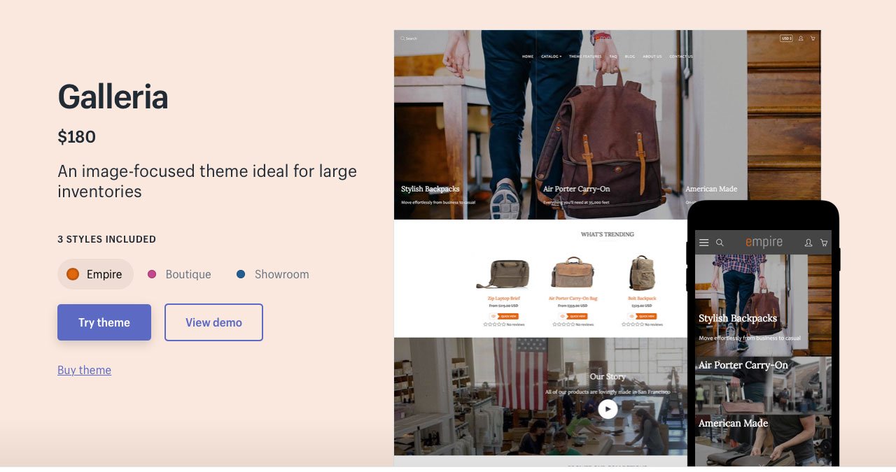 Shopify Theme Galleria