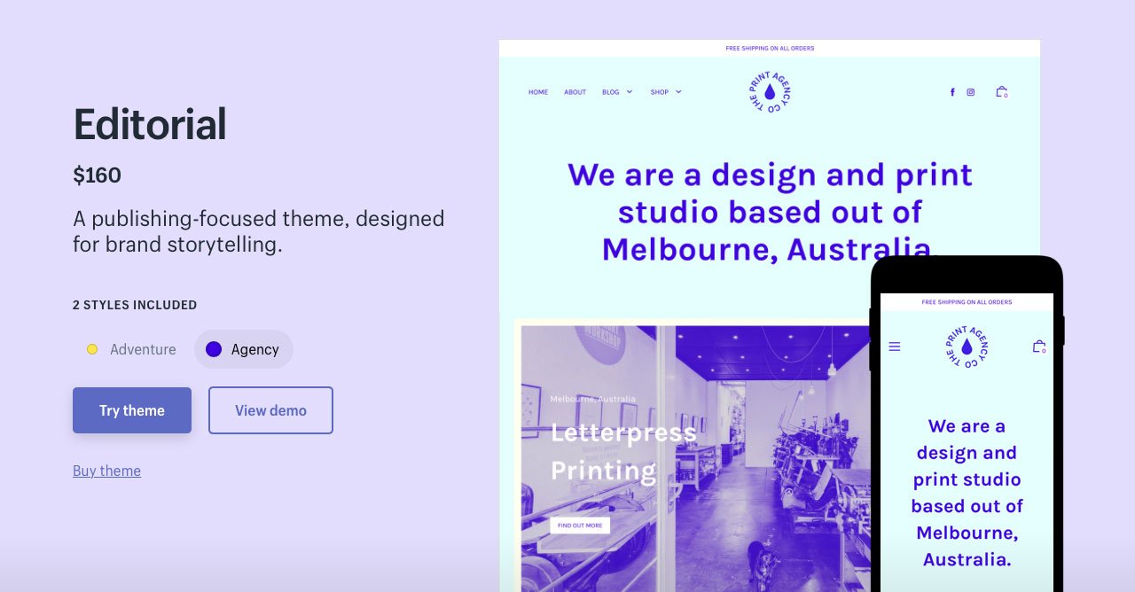 Shopify Themes Editorial Agency
