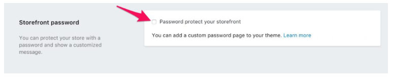 Removing Shopify Storefront Password