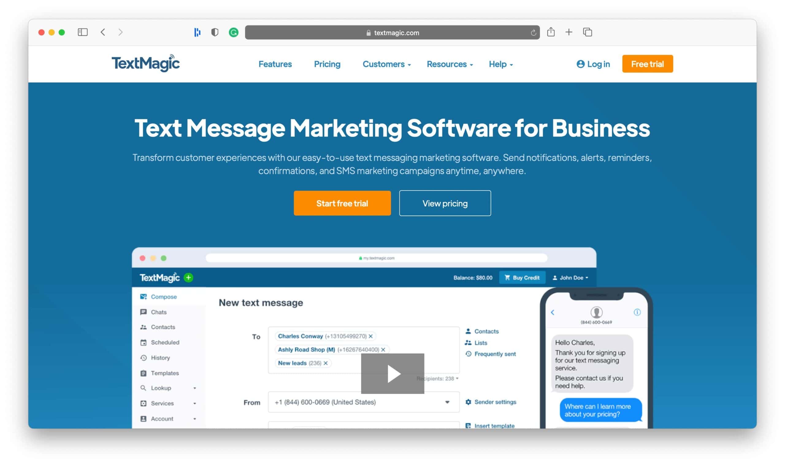 TextMagic SMS Marketing Tools