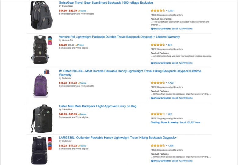 Travel Backpacks Search Result