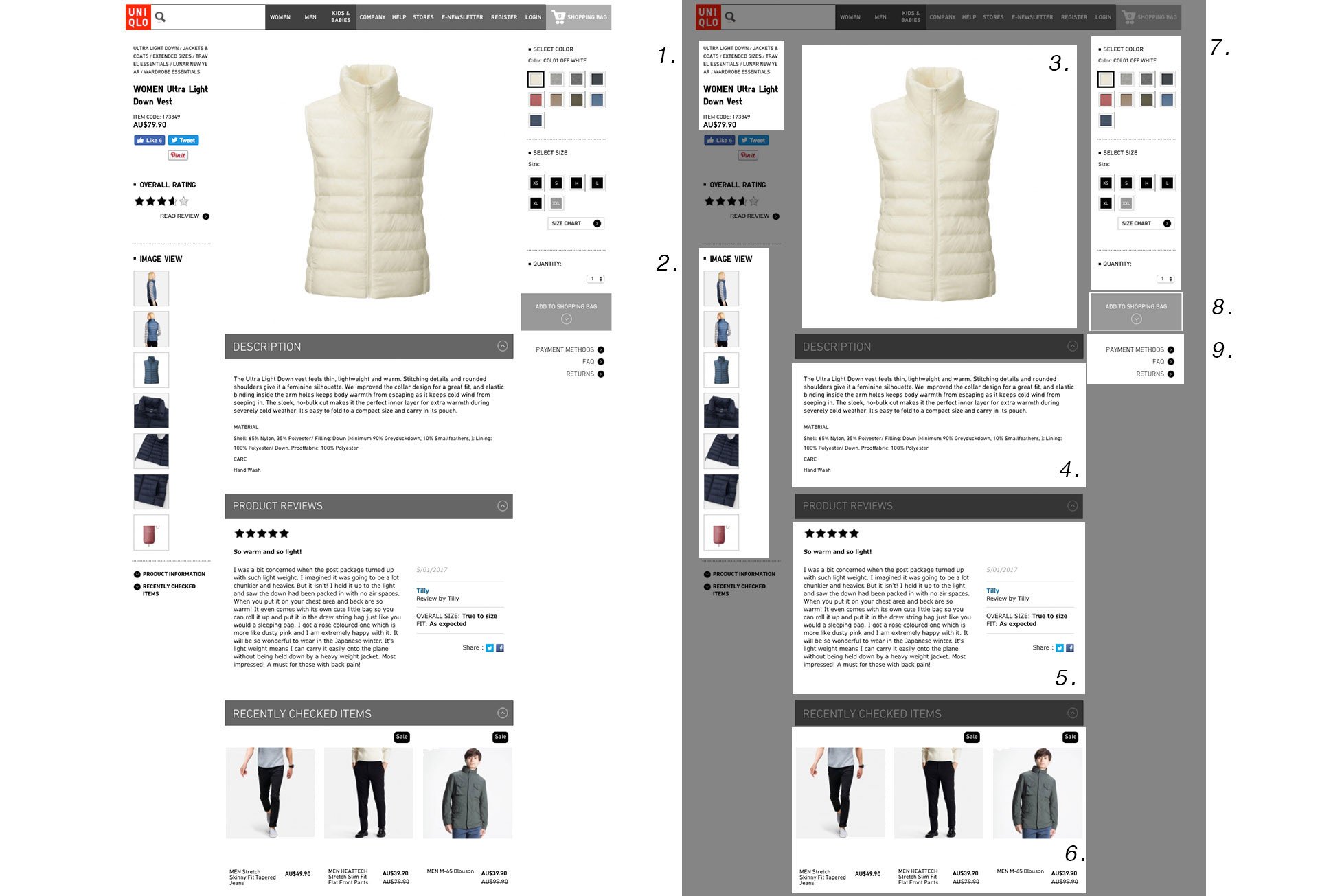 Uniqlo Product Page Design Example