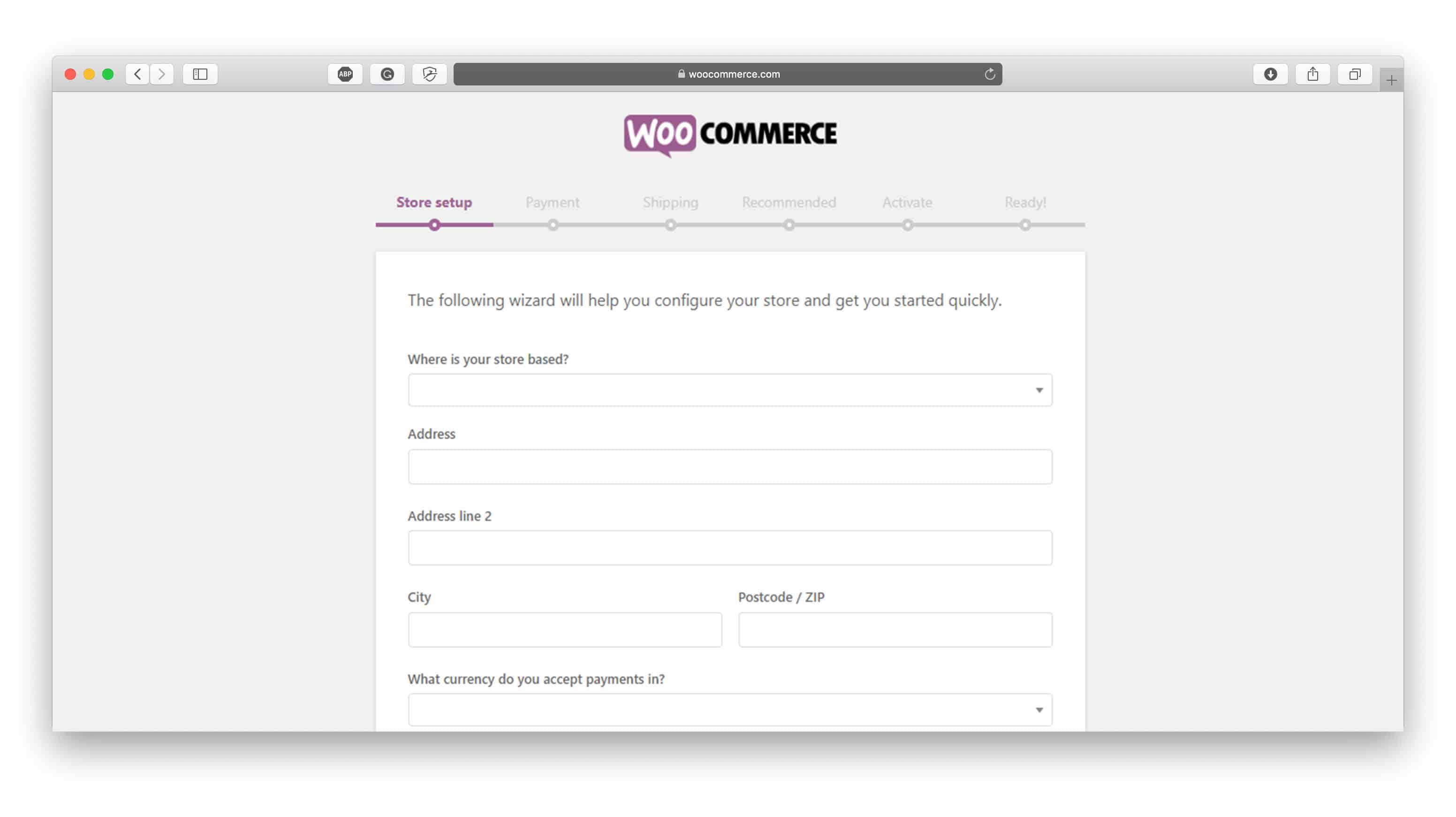 WooCommerce Account Set Up