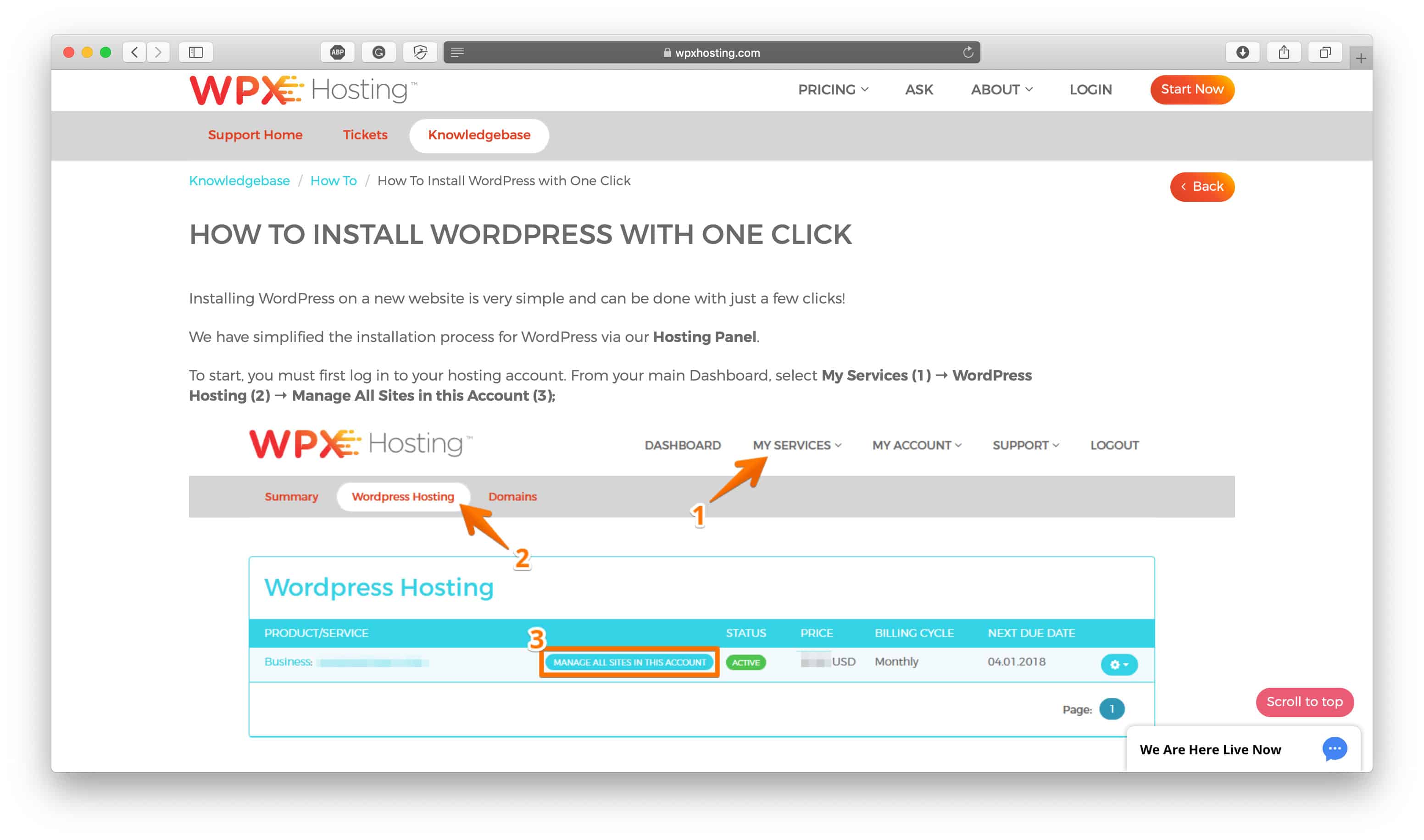 WPXHosting WordPress Install