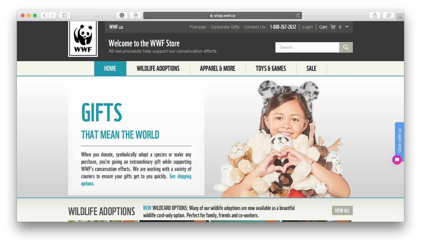 WWF Canada Nonprofit Shopify Stores