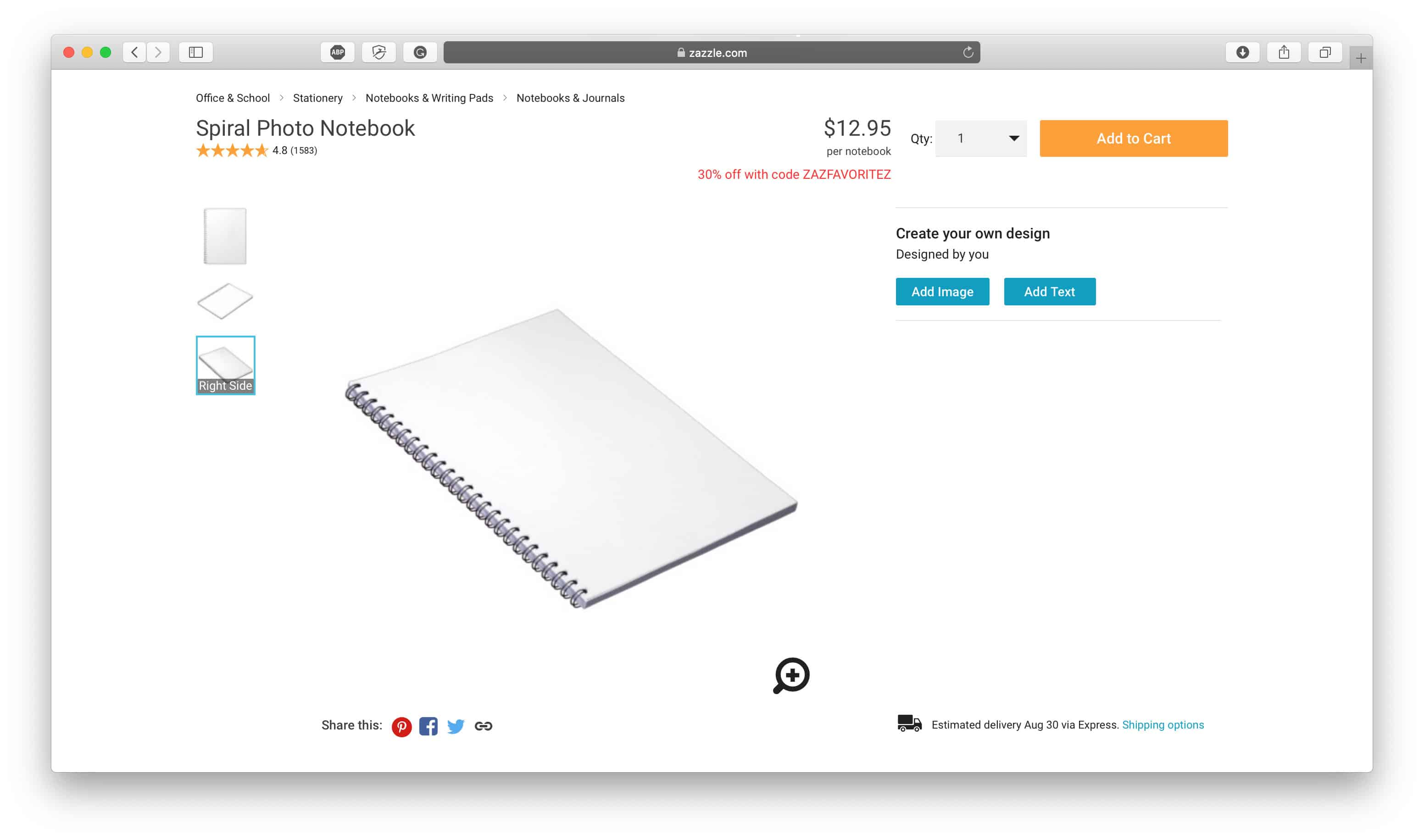 Zazzle Notebook Product for Businesses