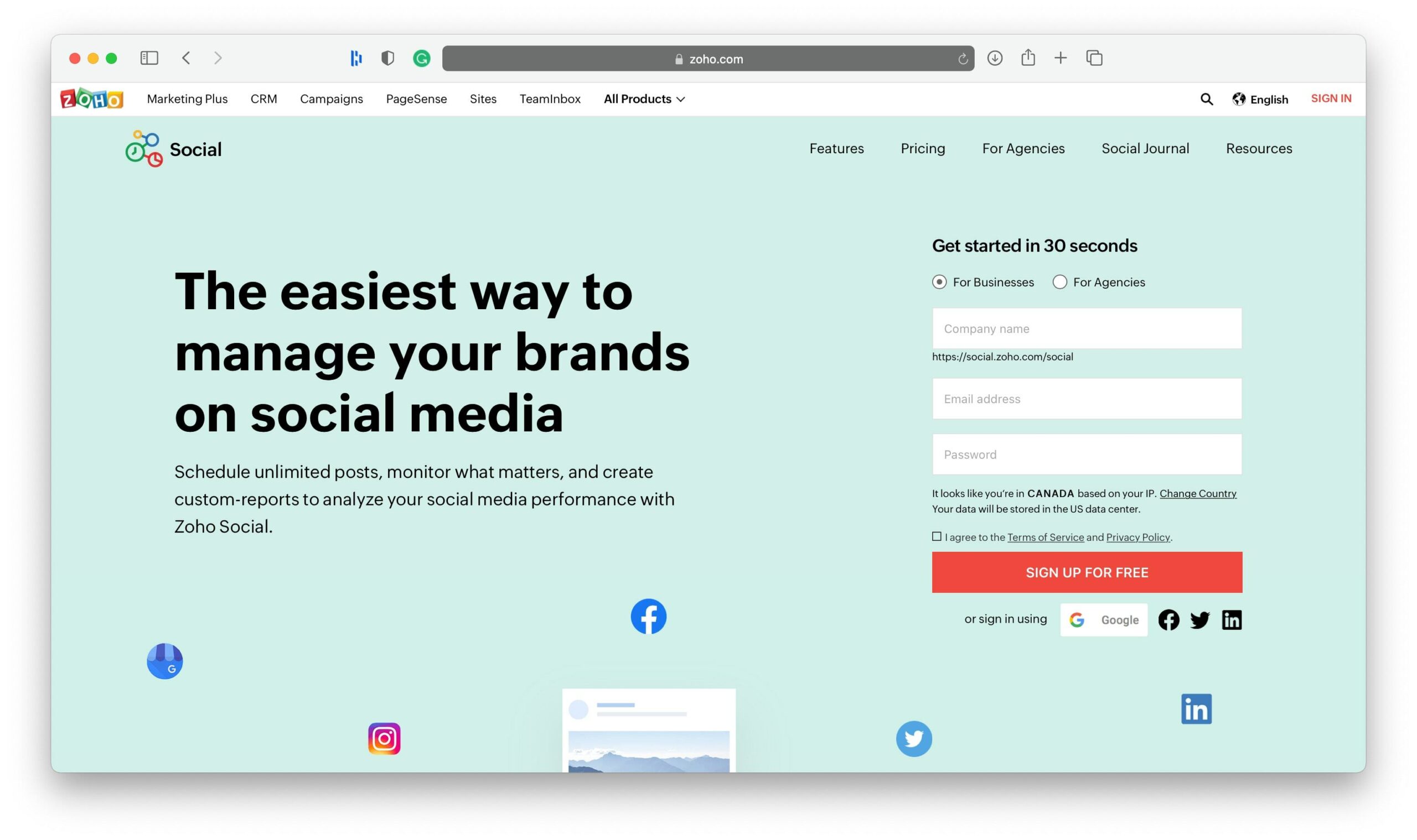 Zoho Social Media Posting Tool